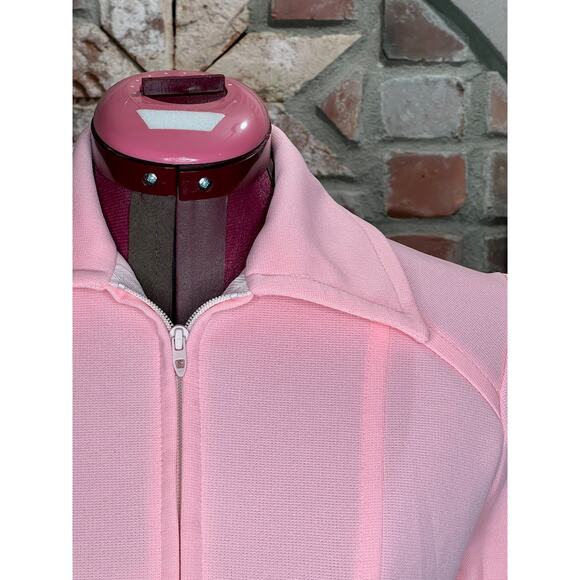 Jacket Vintage 1970sdouble knit polyester pink zip front - Picture 3 of 10